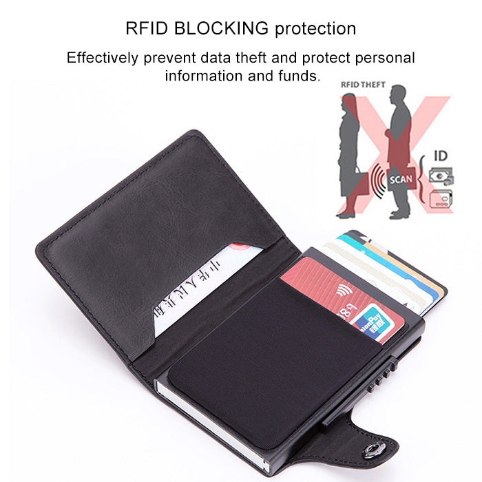 X-51 Automatically Pop-up Card Type Anti-magnetic RFID Anti-theft PU Leather Wallet with Card Slots(Black) - free shipping - PMC TechLife - Order now!