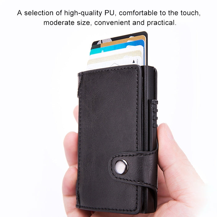 X-51 Automatically Pop-up Card Type Anti-magnetic RFID Anti-theft PU Leather Wallet with Card Slots(Black) - free shipping - PMC TechLife - Order now!