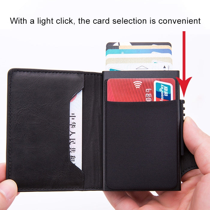 X-51 Automatically Pop-up Card Type Anti-magnetic RFID Anti-theft PU Leather Wallet with Card Slots(Blue) - Antimagnetic RFID Package by PMC TechLife | Online Shopping South Africa | PMC TechLife | Buy Now Pay Later Mobicred