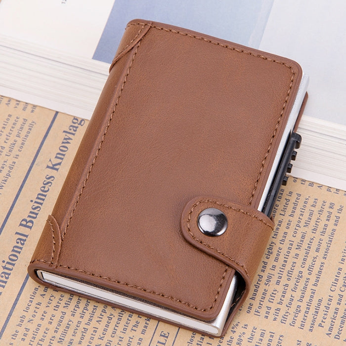 X-51 Automatically Pop-up Card Type Anti-magnetic RFID Anti-theft PU Leather Wallet with Card Slots(Apricot) - free shipping - PMC TechLife - Order now!