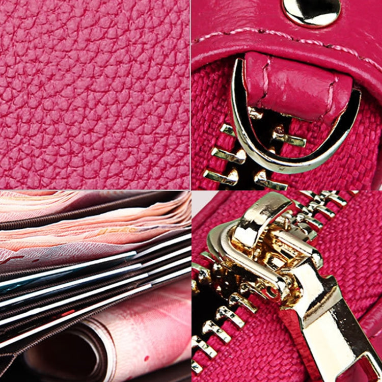 Genuine Cowhide Leather Litchi Texture Zipper Long Style Card Holder Wallet RFID Blocking Coin Purse Card Bag Protect Case with Hand Strap for Women, Size: 20*10.5*3cm(Brown) - Antimagnetic RFID Package by PMC TechLife | Online Shopping South Africa | PMC TechLife | Buy Now Pay Later Mobicred