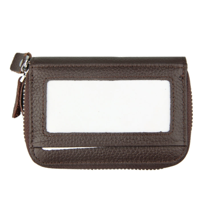 Genuine Cowhide Leather Dual Layer Solid Color Zipper Card Holder Wallet RFID Blocking Coin Purse Card Bag Protective Case with 11 Card Slots & Coin Position, Size: 11*7.5*4.5cm(Coffee) - Antimagnetic RFID Package by PMC TechLife | Online Shopping South Africa | PMC TechLife | Buy Now Pay Later Mobicred