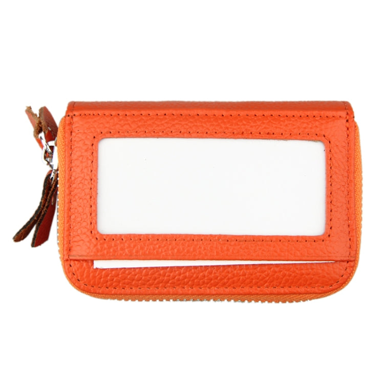 Genuine Cowhide Leather Dual Layer Solid Color Zipper Card Holder Wallet RFID Blocking Coin Purse Card Bag Protective Case with 11 Card Slots & Coin Position, Size: 11*7.5*4.5cm(Orange) - Antimagnetic RFID Package by PMC TechLife | Online Shopping South Africa | PMC TechLife | Buy Now Pay Later Mobicred