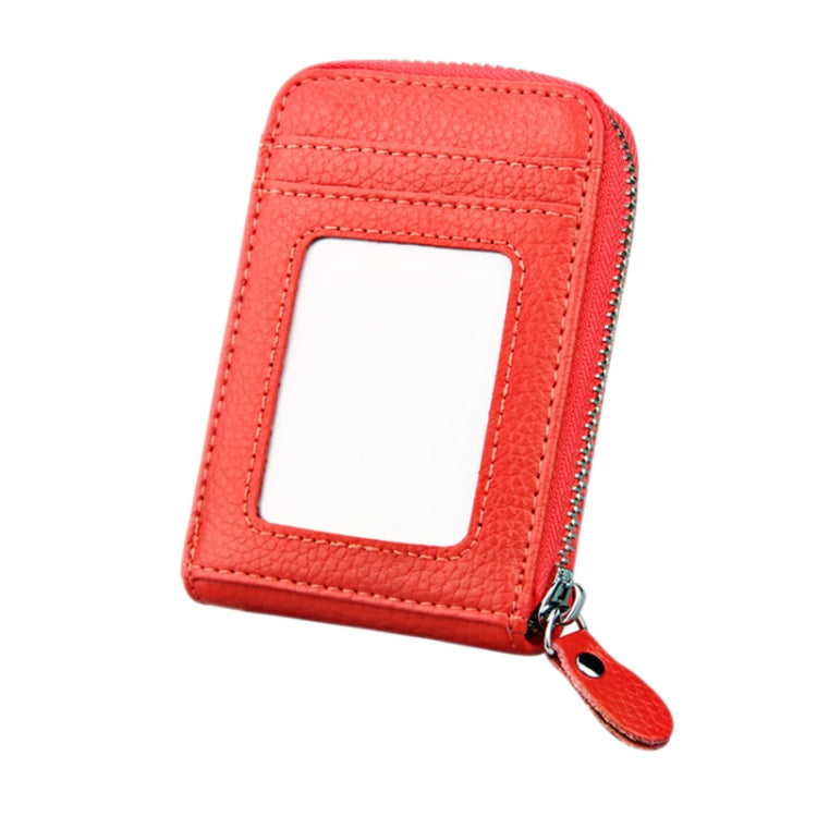 Genuine Cowhide Leather Solid Color Zipper Vertical Card Holder Wallet RFID Blocking Card Bag Protect Case with 12 Card Slots, Size: 11.5*7.5cm(Dark Red) - Antimagnetic RFID Package by PMC TechLife | Online Shopping South Africa | PMC TechLife | Buy Now Pay Later Mobicred