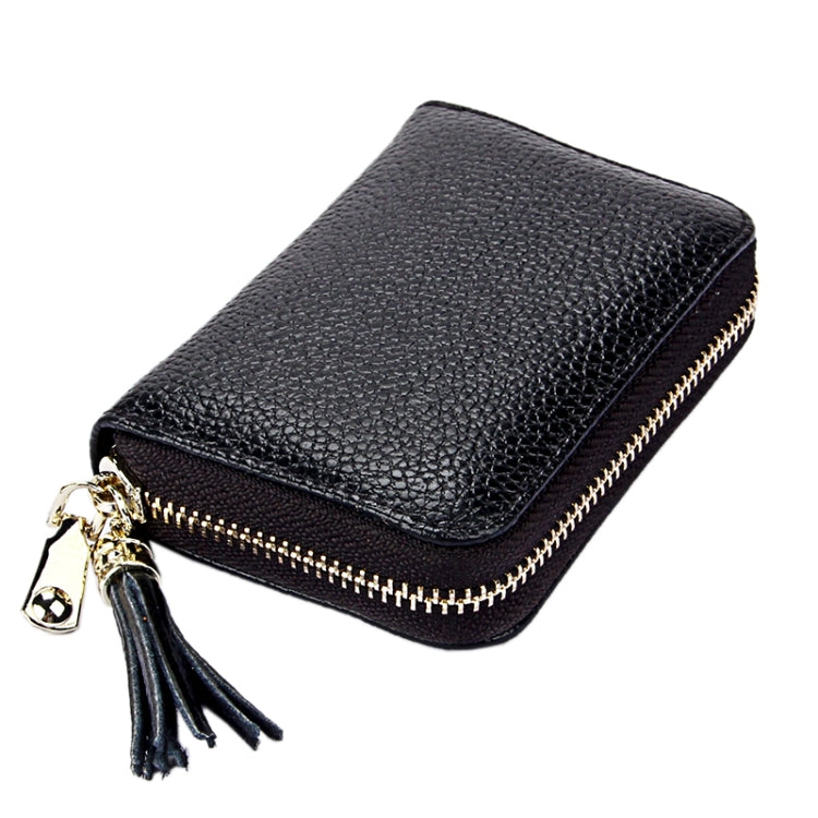 Genuine Cowhide Leather Solid Color Zipper Card Holder Wallet RFID Blocking Card Bag Protect Case Coin Purse with Tassel Pendant & 15 Card Slots for Women, Size: 11.1*7.6*3.5cm(Red) - Antimagnetic RFID Package by PMC TechLife | Online Shopping South Africa | PMC TechLife | Buy Now Pay Later Mobicred