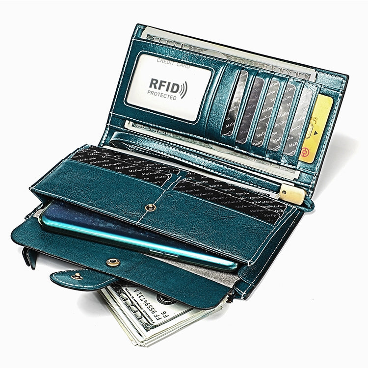 3526 Vintage Oil Wax Texture Large Capacity Long Multi-function Anti-magnetic RFID Wallet Clutch for Ladies (Yellow) - Antimagnetic RFID Package by PMC TechLife | Online Shopping South Africa | PMC TechLife | Buy Now Pay Later Mobicred