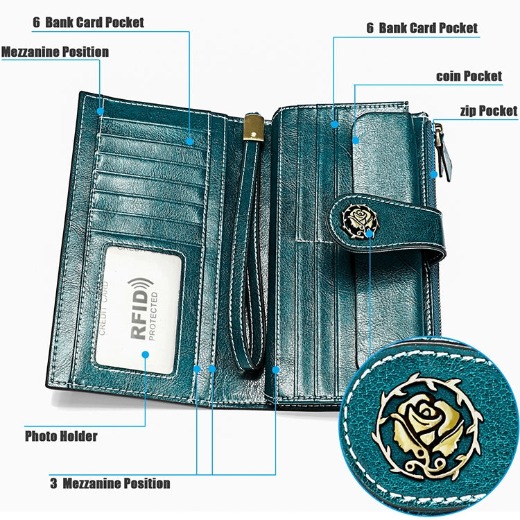 3526 Vintage Oil Wax Texture Large Capacity Long Multi-function Anti-magnetic RFID Wallet Clutch for Ladies (Yellow) - Antimagnetic RFID Package by PMC TechLife | Online Shopping South Africa | PMC TechLife | Buy Now Pay Later Mobicred