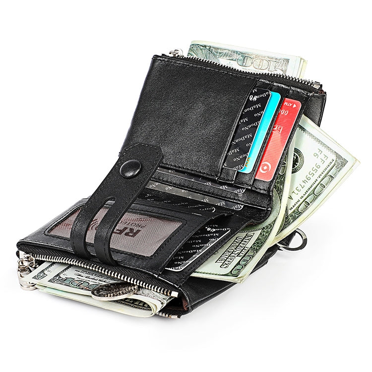 3529 Retro Crazy Horse Texture Double Zipper Anti-magnetic RFID Wallet for Man with Card Slots (Black) - free shipping - PMC TechLife - Order now!