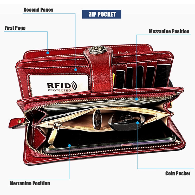3556 Large Capacity Long Multi-function Anti-magnetic RFID Wallet Clutch for Ladies with Card Slots (Brown) - Antimagnetic RFID Package by PMC TechLife | Online Shopping South Africa | PMC TechLife | Buy Now Pay Later Mobicred