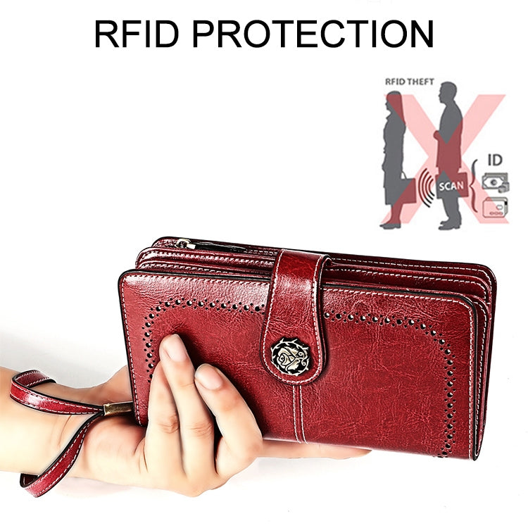 3556 Large Capacity Long Multi-function Anti-magnetic RFID Wallet Clutch for Ladies with Card Slots (Brown) - Antimagnetic RFID Package by PMC TechLife | Online Shopping South Africa | PMC TechLife | Buy Now Pay Later Mobicred