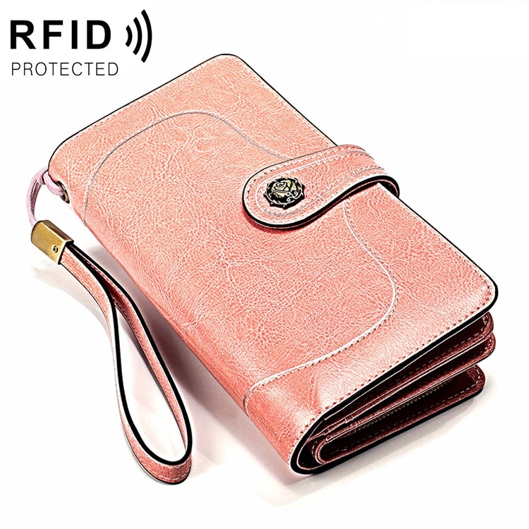 3555 Large Capacity Long Multi-function Anti-magnetic RFID Wallet Clutch for Ladies with Card Slots (Pink) - Antimagnetic RFID Package by PMC TechLife | Online Shopping South Africa | PMC TechLife | Buy Now Pay Later Mobicred