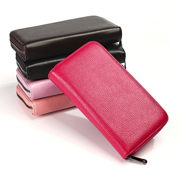 KB196 Top-grain Leather Large Capacity Multi-function 36-Bit Anti-magnetic RFID Organ Card Package Wallet(Rose Red) - Antimagnetic RFID Package by PMC TechLife | Online Shopping South Africa | PMC TechLife | Buy Now Pay Later Mobicred