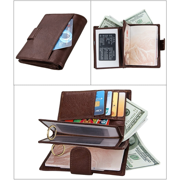 Antimagnet RFID Genuine Leather Wallet / Passport Package / Cowhide Card Slot for man(Coffee) - free shipping - PMC TechLife - Order now!