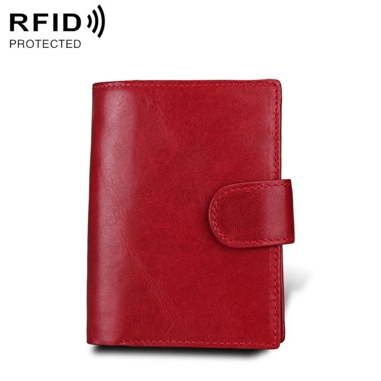 Antimagnet RFID Genuine Leather Wallet / Passport Package / Cowhide Card Slot for man(Red) - free shipping - PMC TechLife - Order now!