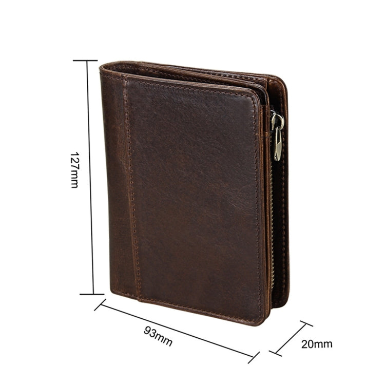 8231 Antimagnetic RFID Men Fashion Crazy Horse Textyure Genuine Leather Wallet Card Bag(Coffee) - Antimagnetic RFID Package by PMC TechLife | Online Shopping South Africa | PMC TechLife | Buy Now Pay Later Mobicred