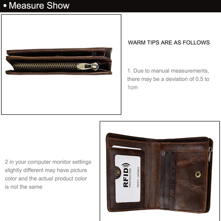 8231 Antimagnetic RFID Men Fashion Crazy Horse Textyure Genuine Leather Wallet Card Bag(Coffee) - Antimagnetic RFID Package by PMC TechLife | Online Shopping South Africa | PMC TechLife | Buy Now Pay Later Mobicred