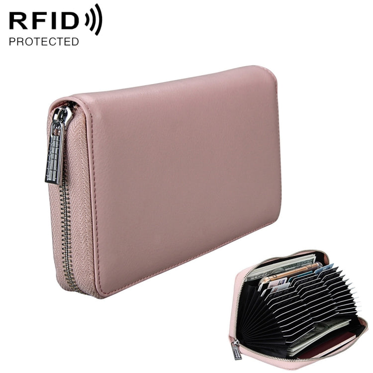 Antimagnetic RFID Large Capacity Long Style Genuine Leather Passport Package / Multifunctional and Many Card Slots Card Package(Pink) - Antimagnetic RFID Package by PMC TechLife | Online Shopping South Africa | PMC TechLife | Buy Now Pay Later Mobicred