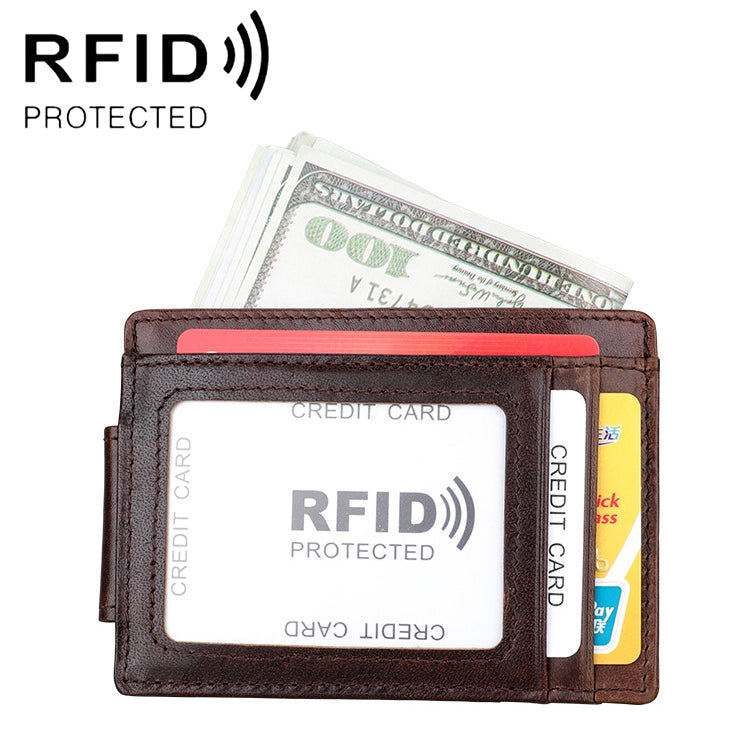 KB80 Antimagnetic RFID Crazy Horse Texture Oil Wax Leather Card Holder Wallet Billfold for Men and Women (Coffee) - Antimagnetic RFID Package by PMC TechLife | Online Shopping South Africa | PMC TechLife | Buy Now Pay Later Mobicred