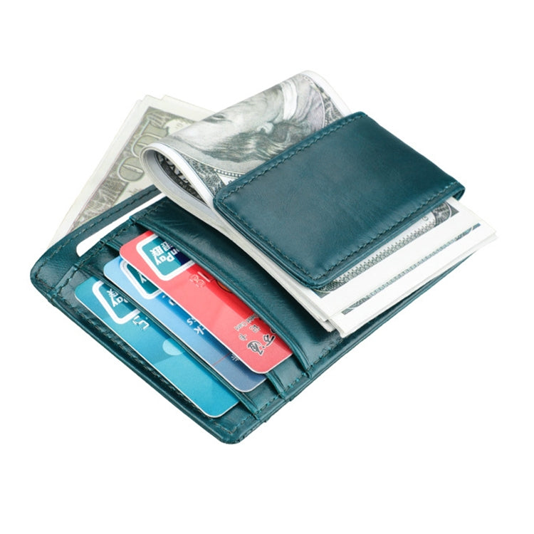 KB80 Antimagnetic RFID Crazy Horse Texture Oil Wax Leather Card Holder Wallet Billfold for Men and Women (Blue) - Antimagnetic RFID Package by PMC TechLife | Online Shopping South Africa | PMC TechLife | Buy Now Pay Later Mobicred