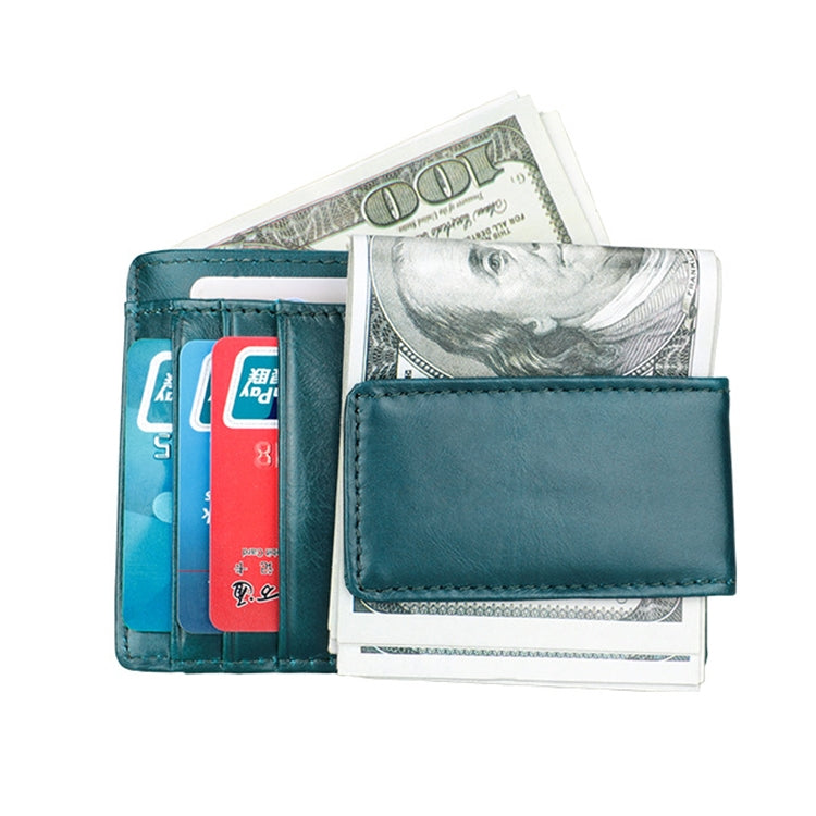 KB80 Antimagnetic RFID Crazy Horse Texture Oil Wax Leather Card Holder Wallet Billfold for Men and Women (Blue) - Antimagnetic RFID Package by PMC TechLife | Online Shopping South Africa | PMC TechLife | Buy Now Pay Later Mobicred