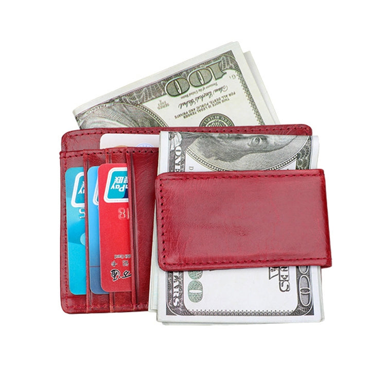 KB80 Antimagnetic RFID Crazy Horse Texture Oil Wax Leather Card Holder Wallet Billfold for Men and Women (Red) - Antimagnetic RFID Package by PMC TechLife | Online Shopping South Africa | PMC TechLife | Buy Now Pay Later Mobicred