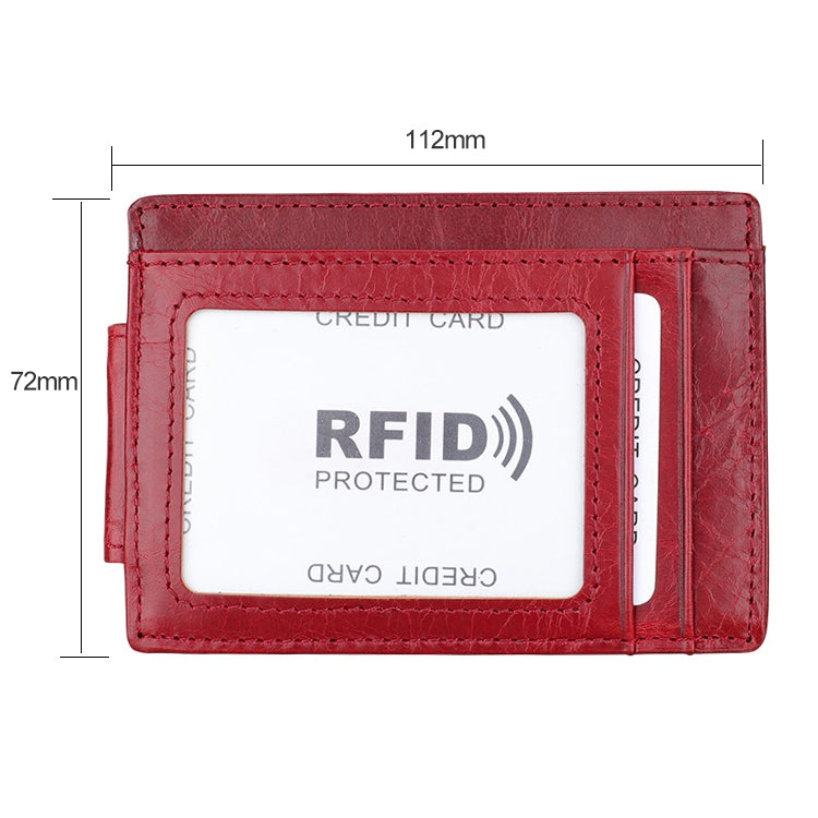 KB80 Antimagnetic RFID Crazy Horse Texture Oil Wax Leather Card Holder Wallet Billfold for Men and Women (Red) - Antimagnetic RFID Package by PMC TechLife | Online Shopping South Africa | PMC TechLife | Buy Now Pay Later Mobicred