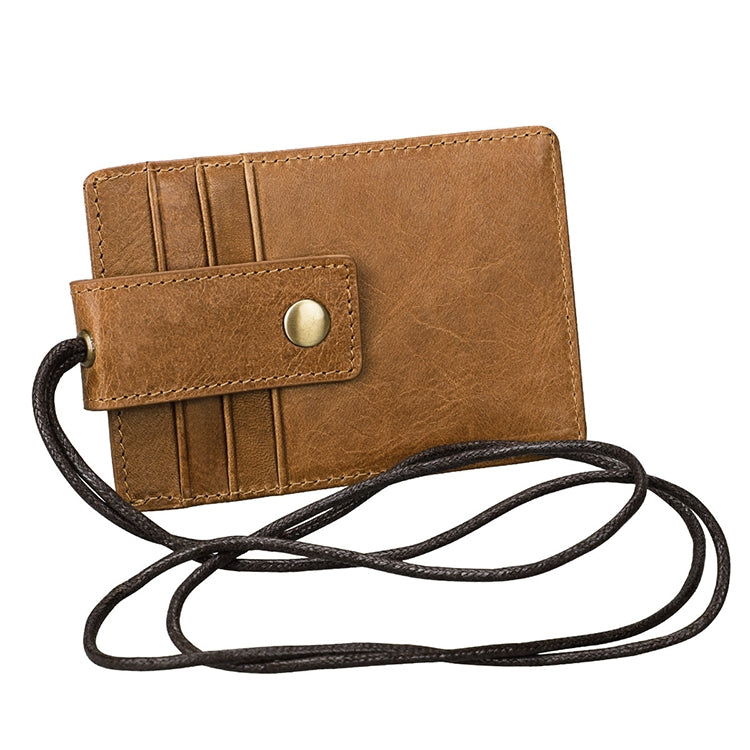 KB153 Antimagnetic RFID Leather Card Holder ID Card Badge with Lanyard(Yellowish-brown) - Antimagnetic RFID Package by PMC TechLife | Online Shopping South Africa | PMC TechLife | Buy Now Pay Later Mobicred