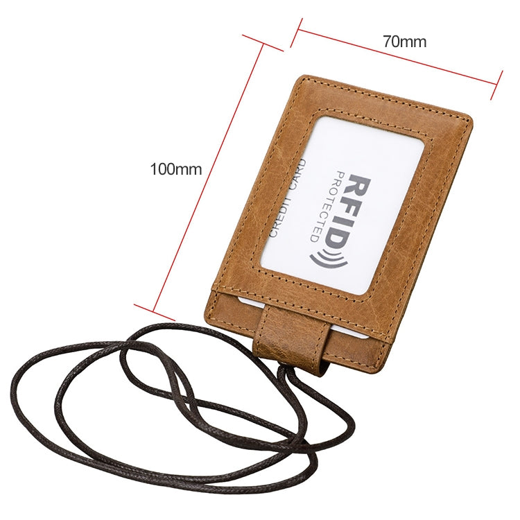 KB153 Antimagnetic RFID Leather Card Holder ID Card Badge with Lanyard(Yellowish-brown) - Antimagnetic RFID Package by PMC TechLife | Online Shopping South Africa | PMC TechLife | Buy Now Pay Later Mobicred