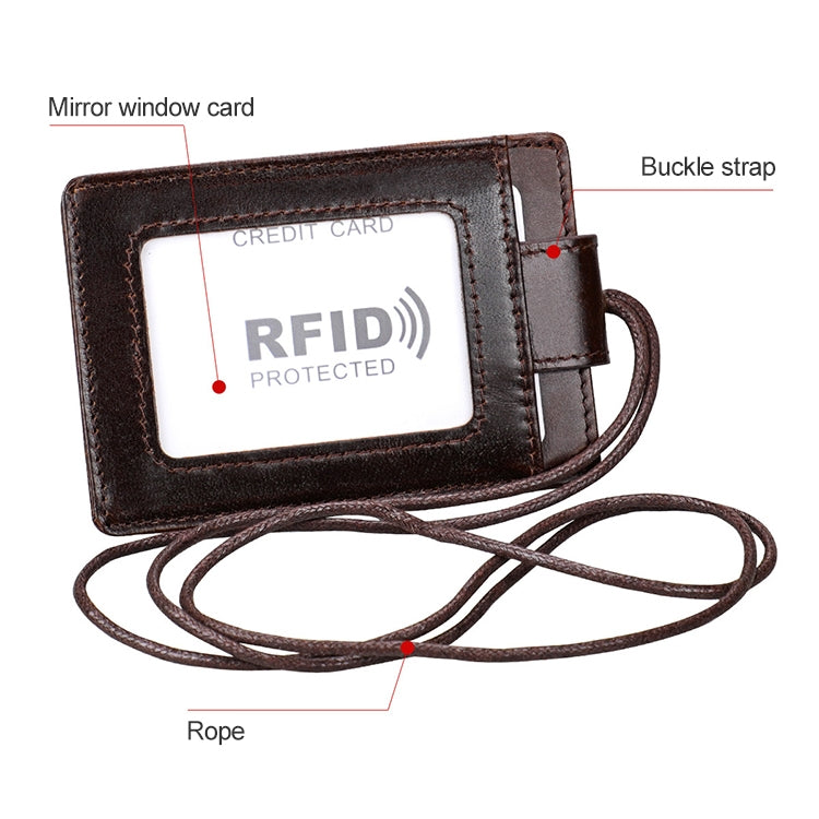 KB153 Antimagnetic RFID Leather Card Holder ID Card Badge with Lanyard(Yellowish-brown) - Antimagnetic RFID Package by PMC TechLife | Online Shopping South Africa | PMC TechLife | Buy Now Pay Later Mobicred