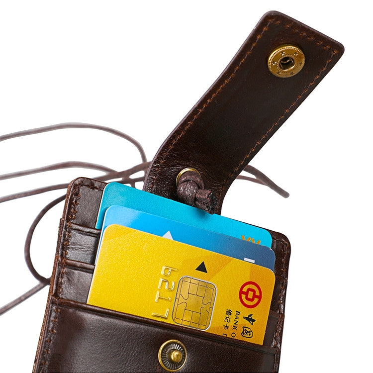 KB153 Antimagnetic RFID Leather Card Holder ID Card Badge with Lanyard(Yellowish-brown) - Antimagnetic RFID Package by PMC TechLife | Online Shopping South Africa | PMC TechLife | Buy Now Pay Later Mobicred
