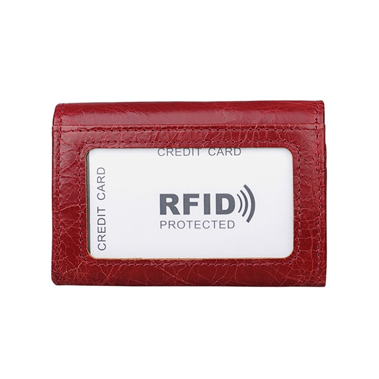 KB171 Antimagnetic RFID Crazy Horse Texture Leather Card Holder Wallet for Men and Women(Red) - free shipping - PMC TechLife - Order now!