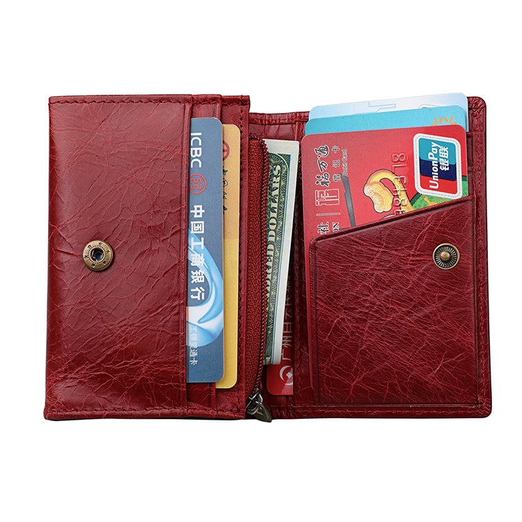 KB171 Antimagnetic RFID Crazy Horse Texture Leather Card Holder Wallet for Men and Women(Red) - free shipping - PMC TechLife - Order now!