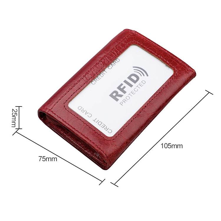KB171 Antimagnetic RFID Crazy Horse Texture Leather Card Holder Wallet for Men and Women(Red) - free shipping - PMC TechLife - Order now!