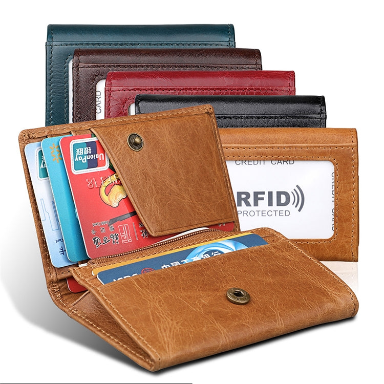 KB171 Antimagnetic RFID Crazy Horse Texture Leather Card Holder Wallet for Men and Women(Red) - free shipping - PMC TechLife - Order now!