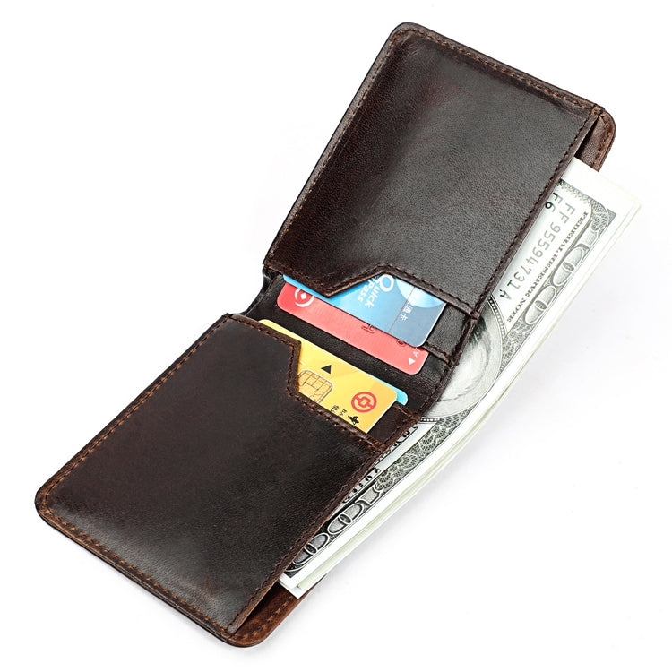 KB186 Antimagnetic RFID Mini Crazy Horse Texture Leather Billfold Card Wallet for Men and Women(Coffee) - Antimagnetic RFID Package by PMC TechLife | Online Shopping South Africa | PMC TechLife | Buy Now Pay Later Mobicred