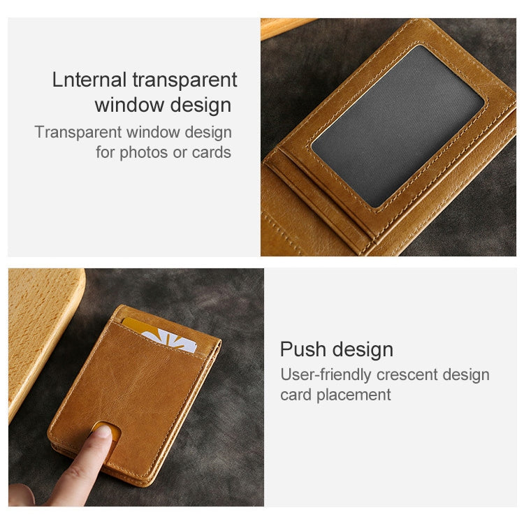 KB186 Antimagnetic RFID Mini Crazy Horse Texture Leather Billfold Card Wallet for Men and Women(Coffee) - Antimagnetic RFID Package by PMC TechLife | Online Shopping South Africa | PMC TechLife | Buy Now Pay Later Mobicred