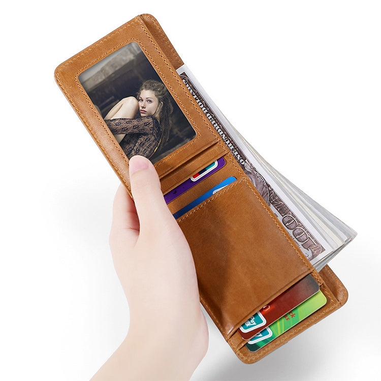 KB186 Antimagnetic RFID Mini Crazy Horse Texture Leather Billfold Card Wallet for Men and Women(Blue) - free shipping - PMC TechLife - Order now!