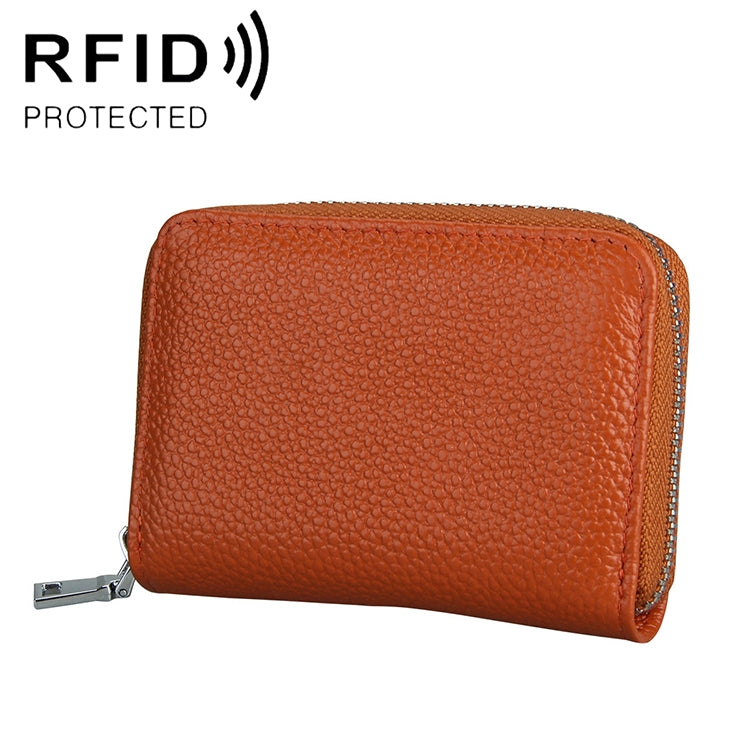 KB205 Antimagnetic RFID Litchi Texture Leather Zipper Large-capacity Card Holder Wallet(Brown) - Antimagnetic RFID Package by PMC TechLife | Online Shopping South Africa | PMC TechLife | Buy Now Pay Later Mobicred