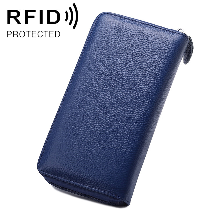 902 Antimagnetic RFID Litchi Texture Women Large Capacity Hand Wallet Purse Phone Bag with Card Slots(Blue) - Antimagnetic RFID Package by PMC TechLife | Online Shopping South Africa | PMC TechLife | Buy Now Pay Later Mobicred