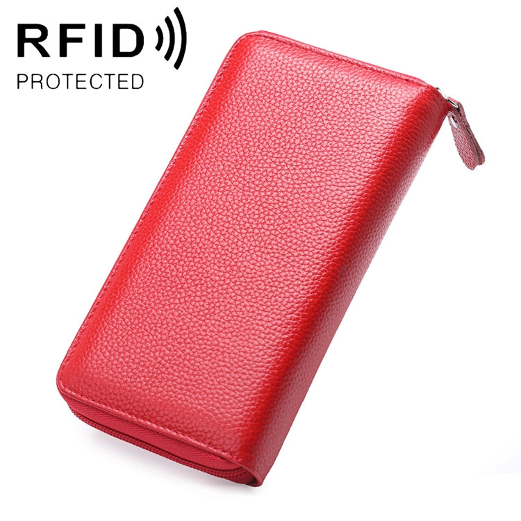 902 Antimagnetic RFID Litchi Texture Women Large Capacity Hand Wallet Purse Phone Bag with Card Slots(Watermelon Red) - Antimagnetic RFID Package by PMC TechLife | Online Shopping South Africa | PMC TechLife | Buy Now Pay Later Mobicred