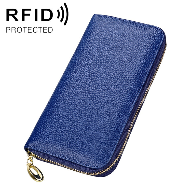 906 Antimagnetic RFID Litchi Texture Women Large Capacity Hand Wallet Purse Phone Bag with Card Slots(Blue) - Antimagnetic RFID Package by PMC TechLife | Online Shopping South Africa | PMC TechLife | Buy Now Pay Later Mobicred