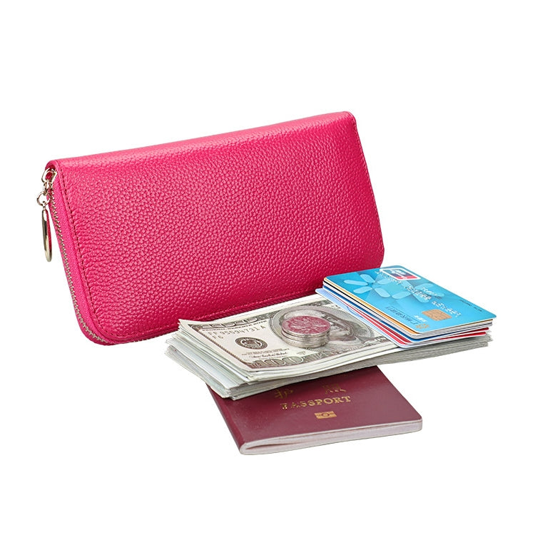 906 Antimagnetic RFID Litchi Texture Women Large Capacity Hand Wallet Purse Phone Bag with Card Slots(Rose Red) - Antimagnetic RFID Package by PMC TechLife | Online Shopping South Africa | PMC TechLife | Buy Now Pay Later Mobicred