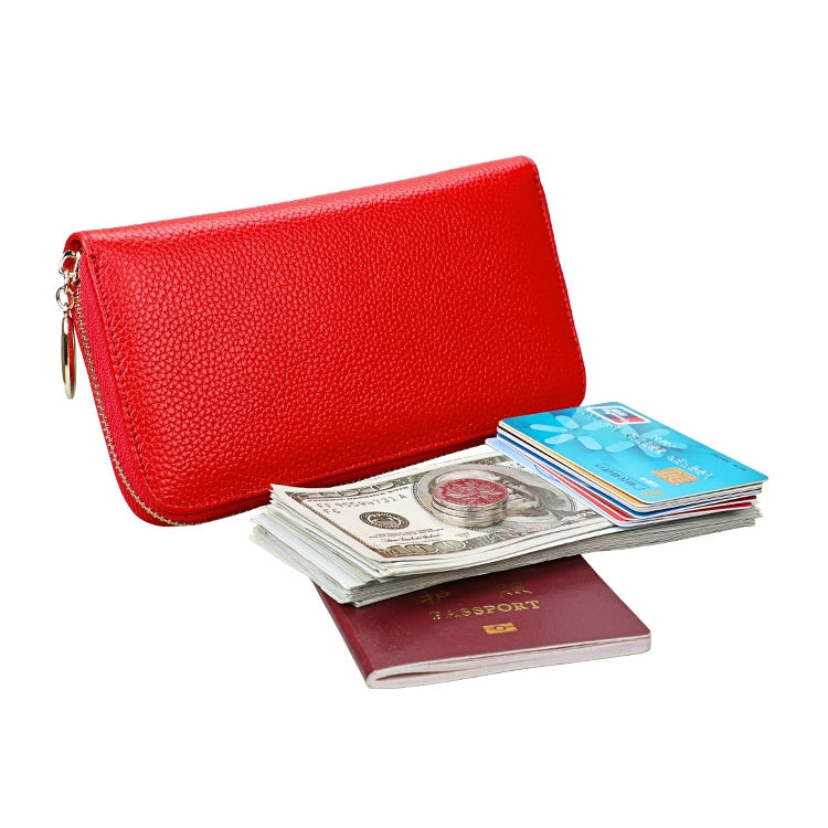 906 Antimagnetic RFID Litchi Texture Women Large Capacity Hand Wallet Purse Phone Bag with Card Slots(Red) - Antimagnetic RFID Package by PMC TechLife | Online Shopping South Africa | PMC TechLife | Buy Now Pay Later Mobicred