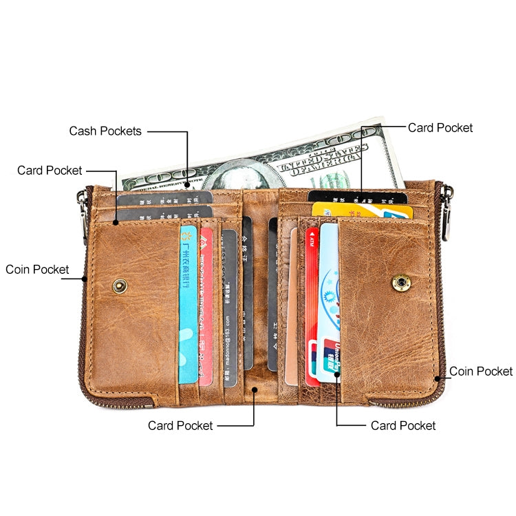 3533 Antimagnetic RFID Top-grain Leather Crazy Horse Texture Men Business Leisure Wallet (Black) - free shipping - PMC TechLife - Order now!