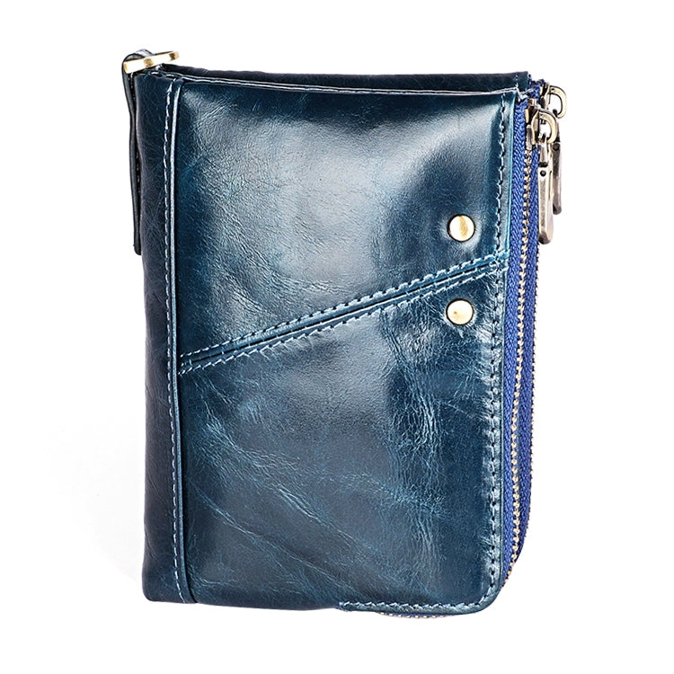 3533 Antimagnetic RFID Top-grain Leather Crazy Horse Texture Men Business Leisure Wallet (Blue) - free shipping - PMC TechLife - Order now!
