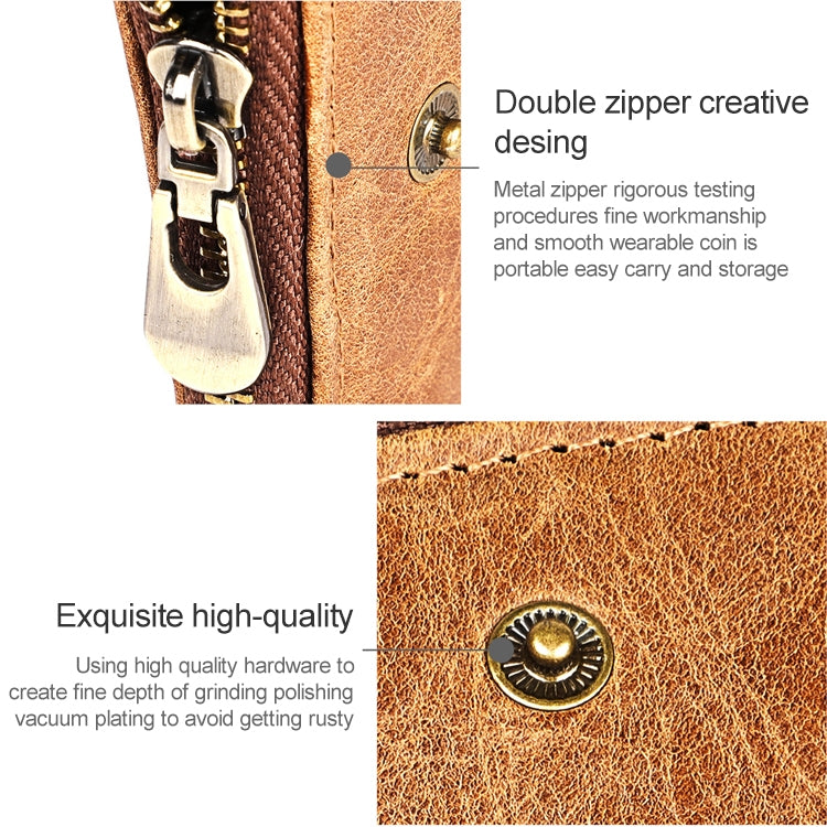 3533 Antimagnetic RFID Top-grain Leather Crazy Horse Texture Men Business Leisure Wallet (Blue) - free shipping - PMC TechLife - Order now!