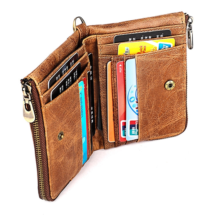 3533 Antimagnetic RFID Top-grain Leather Crazy Horse Texture Men Business Leisure Wallet (Blue) - free shipping - PMC TechLife - Order now!