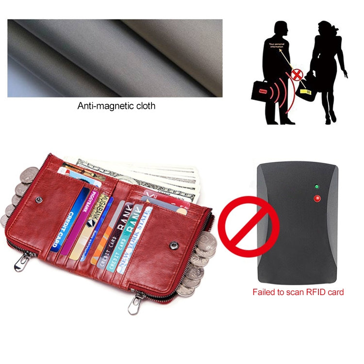 3533 Antimagnetic RFID Top-grain Leather Crazy Horse Texture Men Business Leisure Wallet (Red) - Antimagnetic RFID Package by PMC TechLife | Online Shopping South Africa | PMC TechLife | Buy Now Pay Later Mobicred