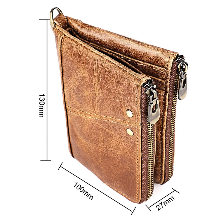 3533 Antimagnetic RFID Top-grain Leather Crazy Horse Texture Men Business Leisure Wallet (Yellowish-brown) - Antimagnetic RFID Package by PMC TechLife | Online Shopping South Africa | PMC TechLife | Buy Now Pay Later Mobicred