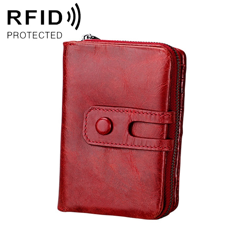 3577 Antimagnetic RFID Men and Women Crazy Horse Texture Leather Zipper Wallet (Red) - Antimagnetic RFID Package by PMC TechLife | Online Shopping South Africa | PMC TechLife | Buy Now Pay Later Mobicred